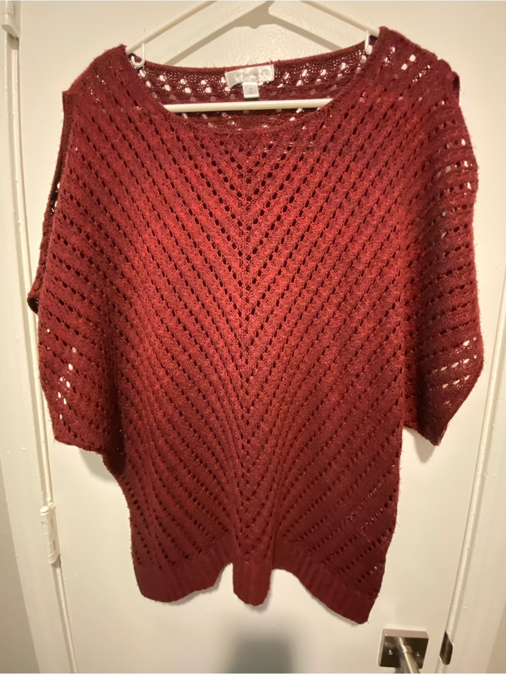 dressbarn Open-Knit Burgundy Scoop Neck Sweater